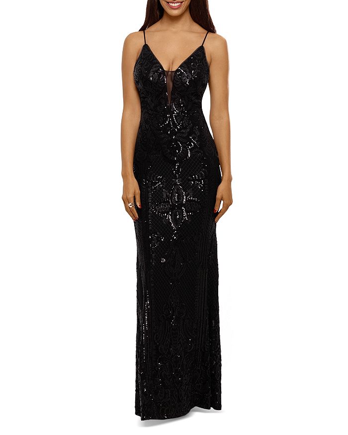 Aqua Sequined Long Gown - 100% Exclusive In Black