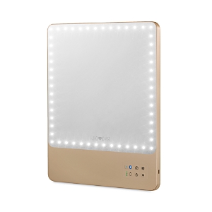 Riki Loves Riki Skinny Led Travel Magnifying Mirror With Bluetooth, 5x Magnification In Champagne