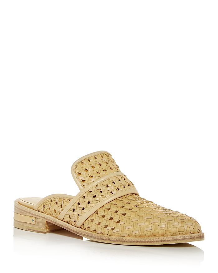 Freda Salvador Women's Keen Almond Toe Mules In Natural Woven Leather