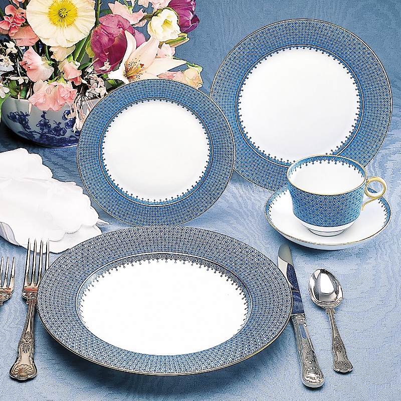 Mottahedeh Blue Lace Cream Soup In Blue