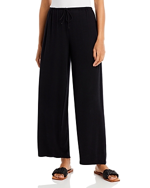 Vince Twill Cropped Wide-leg Trousers In Black