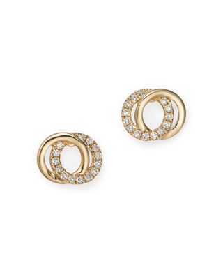 14K Yellow Gold Diamond Knot Stud Earrings - Exclusive