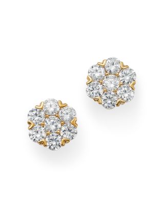 Bloomingdale's Fine Collection Round Cut Diamond Cluster Stud Earrings in 14K Yellow Gold, 2.0 ct. t. w. - Exclusive