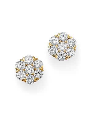 Bloomingdale's Round Cut Diamond Cluster Stud Earrings In 14k Yellow Gold, 2.0 Ct. T.w. - 100% Exclusive In White/gold