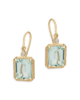 Bloomingdale&#039;s Fine Collection Prasiolite &amp; Diamond Accent Drop Earrings in 14K Yellow Gold - Exclusive