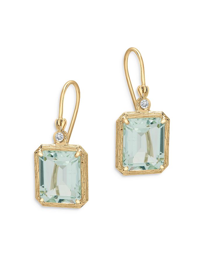 Bloomingdale's - Prasiolite & Diamond Accent Drop Earrings in 14K Yellow Gold - 100% Exclusive