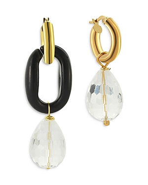 Maison Irem Archil Crystal & Colored Link Hoop Mismatch Drop Earrings In Gold