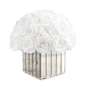 Rose Box Nyc Modern Premium Half Ball Of Roses In Pure White