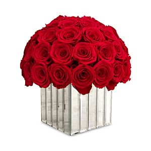 Rose Box Nyc Modern Premium Half Ball Of Roses In Red Flame