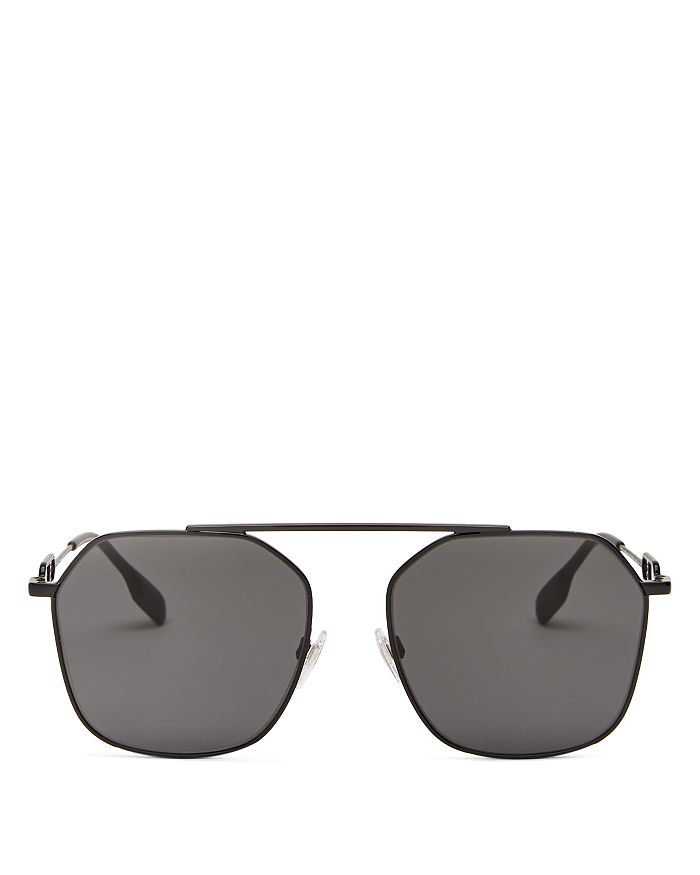 Burberry Men's Brow Bar Square Sunglasses, 57mm In Black/gray
