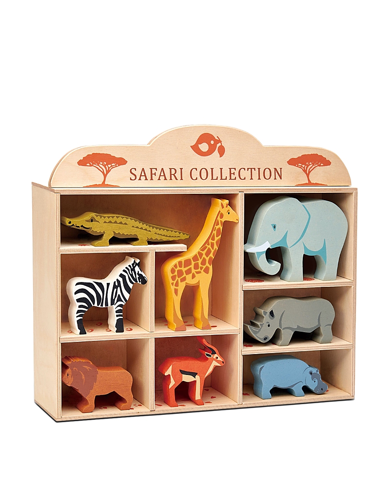 Tender Leaf Toys Kid's 8-piece Safari Animals Toy Set W/ Display Shelf