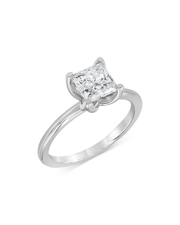 Bloomingdale's - Certified Princess-Cut Diamond StarBloom™ Engagement Ring in 14K White Gold, 0.75 ct. t.w. - 100% Exclusive