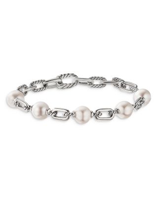 David Yurman Sterling Silver Dy Madison Cultured Freshwater Pearl Chain Bracelet, 7.58mm