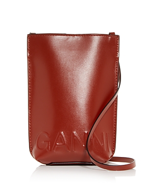 Ganni Recycled Leather Mini Crossbody In Madder Brown