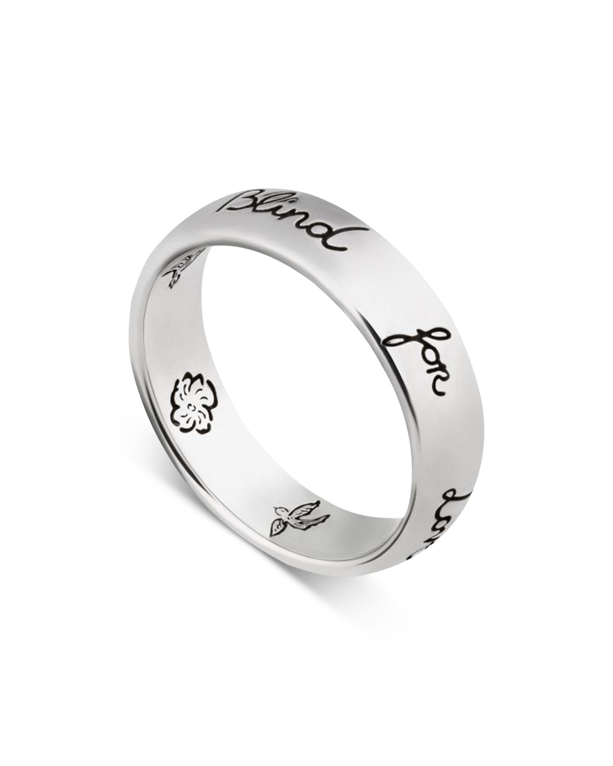 Sterling Silver Blind for Love Engraved Thin Band