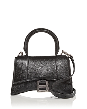Balenciaga Hourglass Xs Top Handle Bag In Black/silver