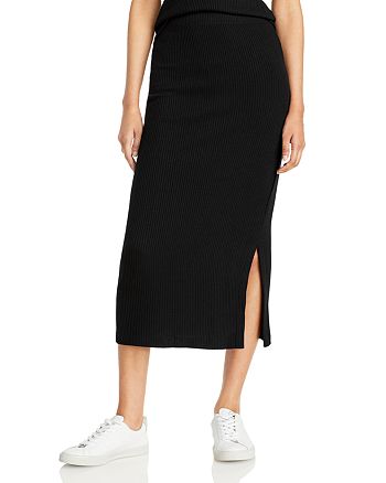 Womens Clothing Skirts Mid-length skirts Rails Synthetic Angie Ribbed Skirt in Black 