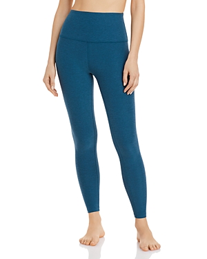 Beyond Yoga Caught In The Midi High-waist Space-dye Leggings In Stellar Blue Heather