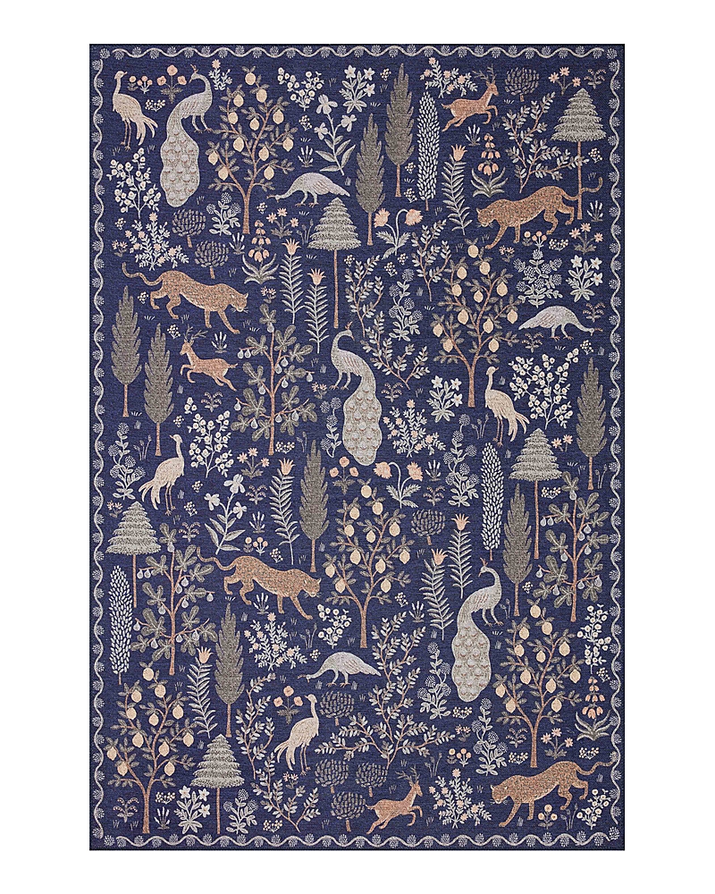 Rifle Paper Co . Menagerie Men-02 Area Rug, 3'9 X 5'9 In Navy
