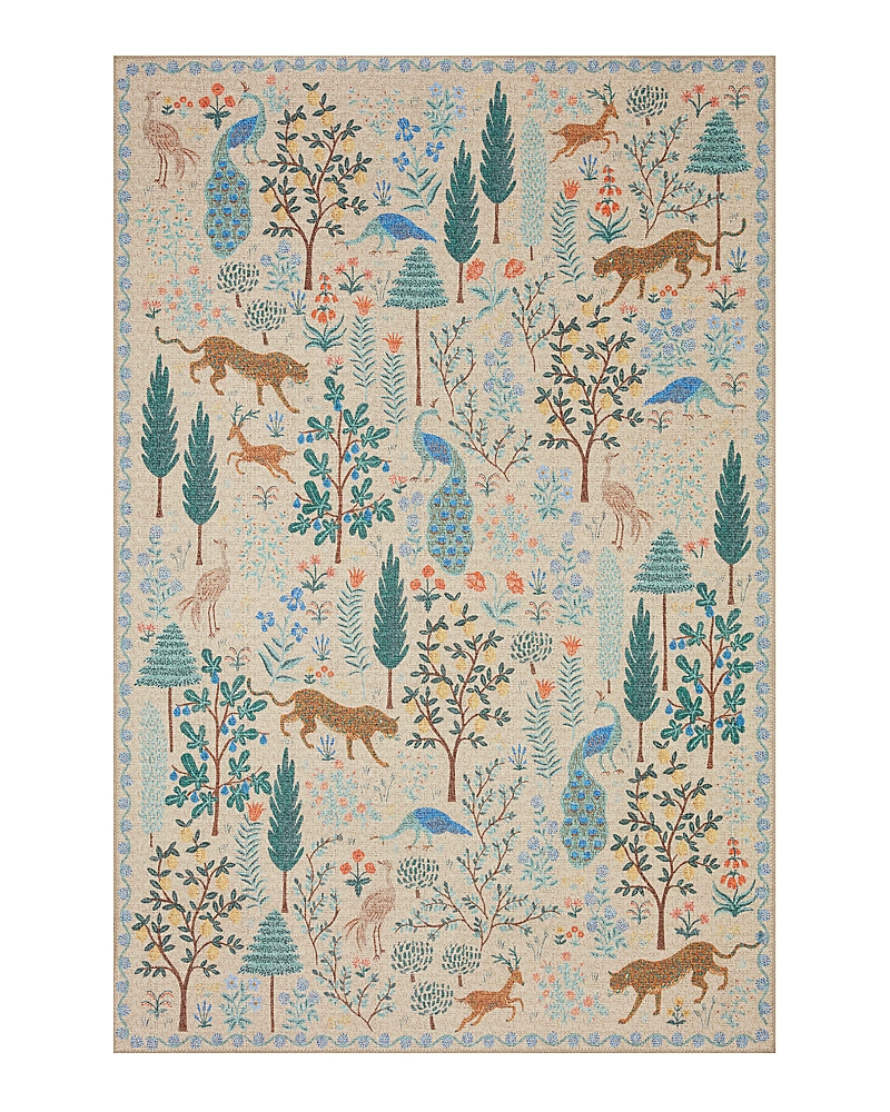 Rifle Paper Co . Menagerie Men-02 Area Rug, 5' X 7'6 In Cream