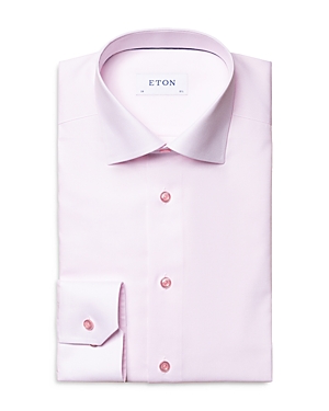 Shop Eton Slim Fit Textured Dress Shirt In Pink