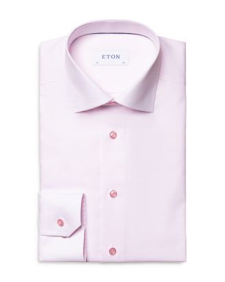 eton slim fit dress shirts Eton Cotton Twill Shirt with Paisley Contrast main image 1