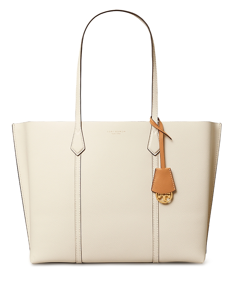 Tory Burch Perry Medium Leather Tote In New Ivory