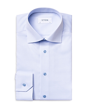 Eton Slim Fit Textured Dress Shirt In Blue