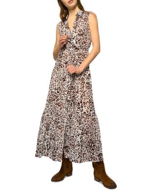 knee length dresses for ladies Leopard Print Long Sleeve Shirt Maxi Dress – AX Paris main image 1