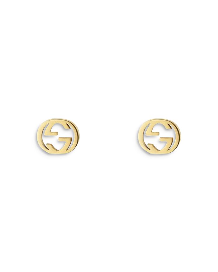 Gucci - 18K Yellow Gold Interlocking G Stud Earrings
