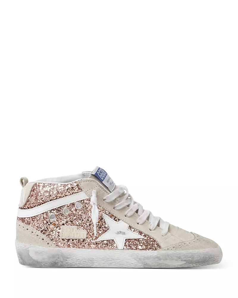 Golden Goose Deluxe Brand Women's Mid Star Glitter Mid Top Sneakers
