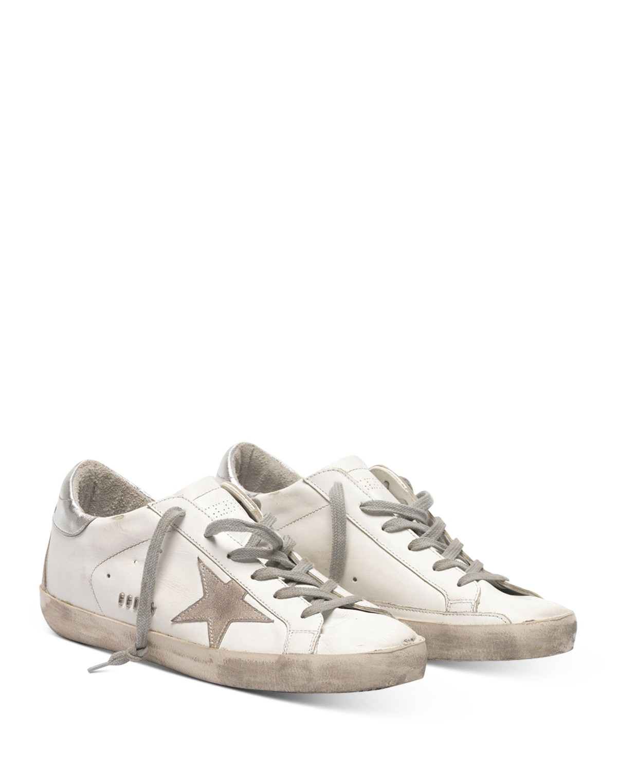 Golden Goose Deluxe Brand Women's Super-Star Low Top Sneakers in White/Silver