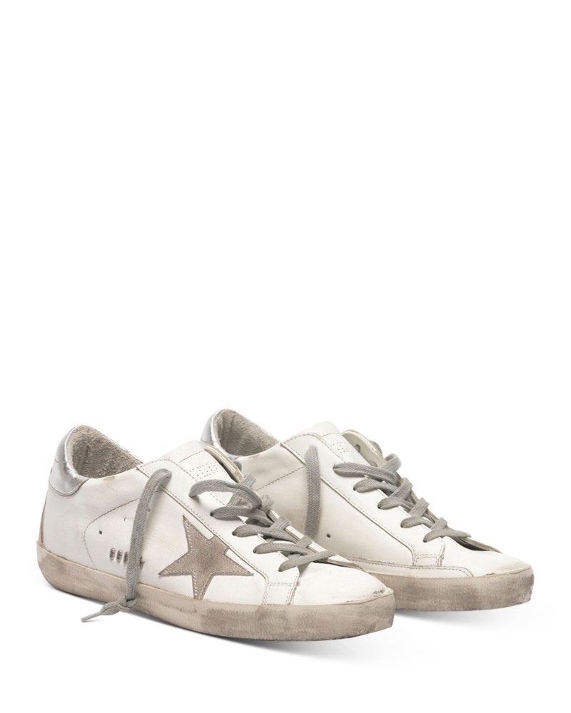 Golden Goose Deluxe Brand Women's Super-Star Low Top Sneakers in White/Silver