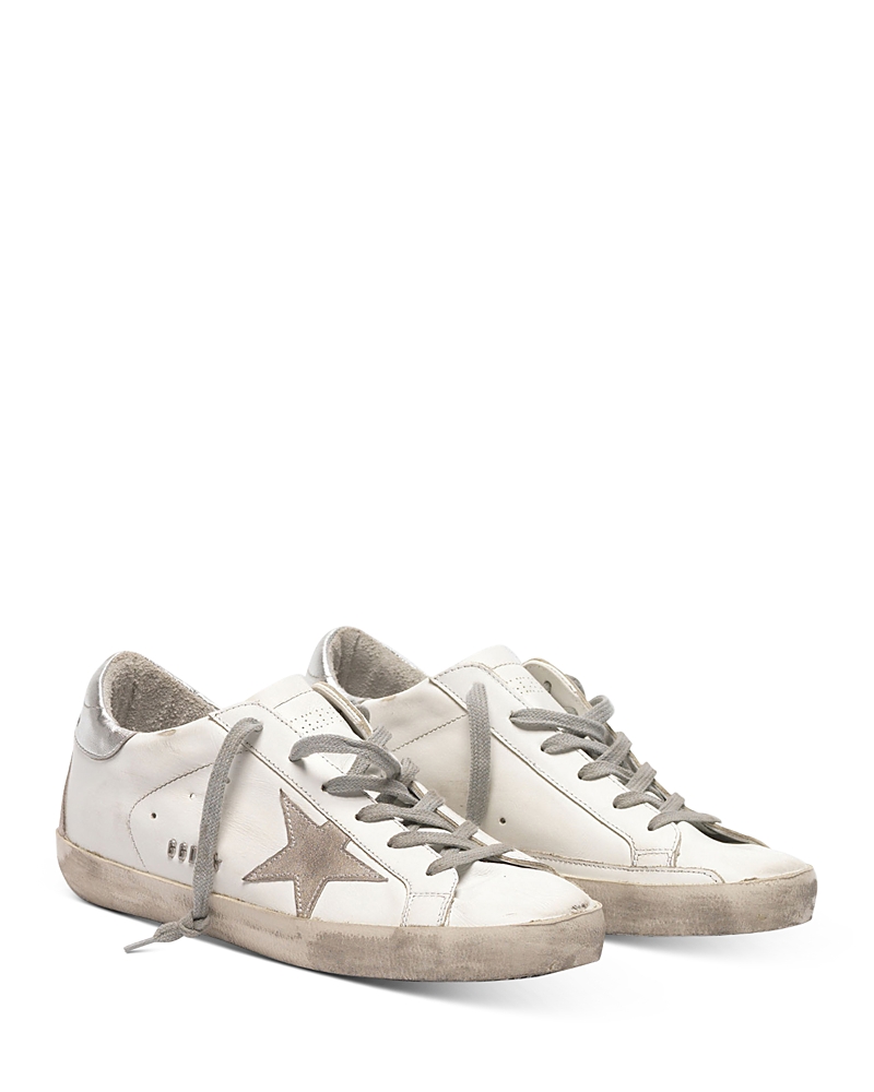Golden Goose Super-star Sneakers In White/silver