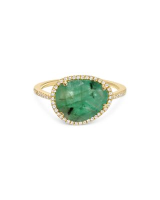 Zoe Lev 14K Yellow Gold Diamond & Emerald Ring