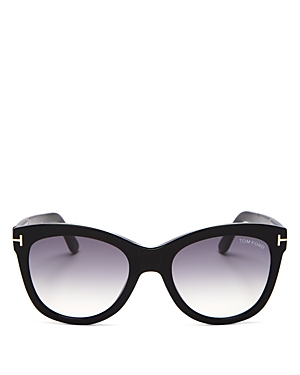 Shop Tom Ford Wallace Cat Eye Sunglasses, 54mm In Black/gray