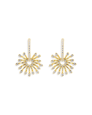 Shop Hueb 18k Yellow Gold Luminus Diamond Starburst Dangle Hoop Earrings