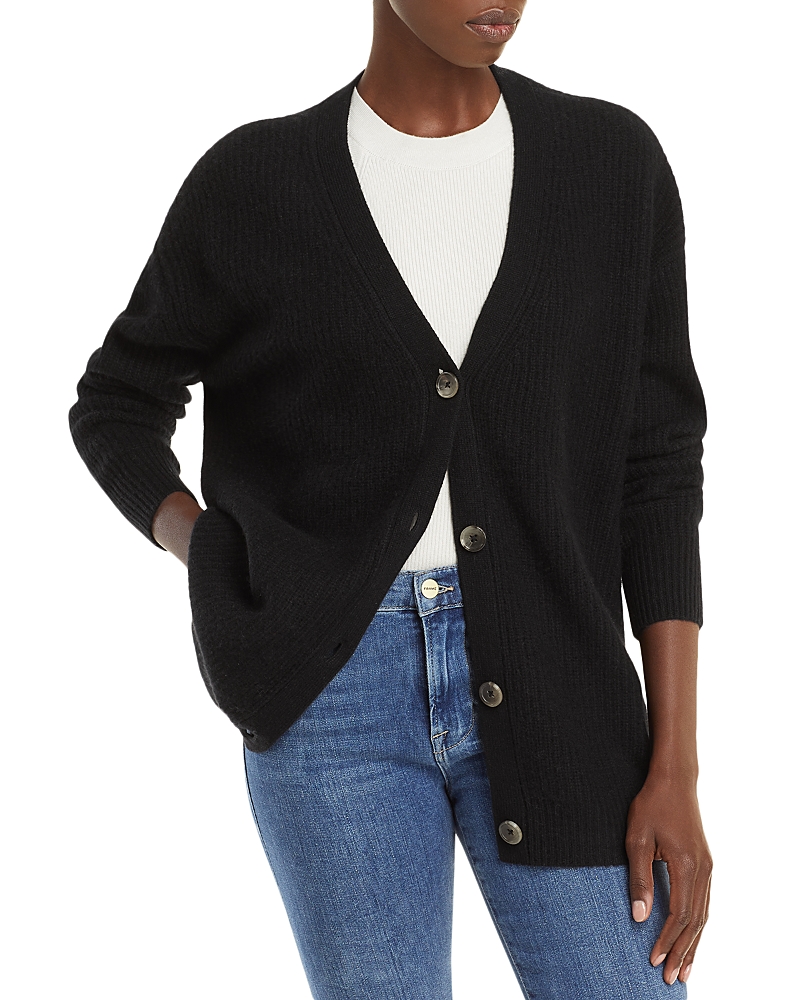 C By Bloomingdale's Cashmere Ribbed Oversized Cashmere Cardigan - Exclusive In Black