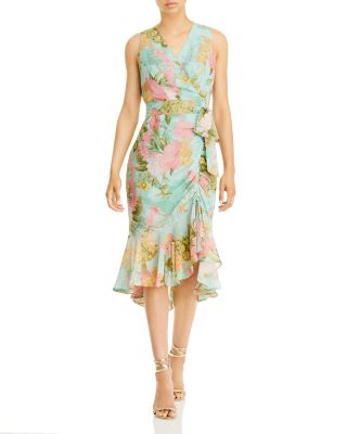 Eliza J Sleeveless Flutter Hem Floral 
