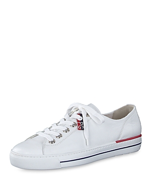 Shop Paul Green Women's Carly Lace Up Sneakers In White Leather