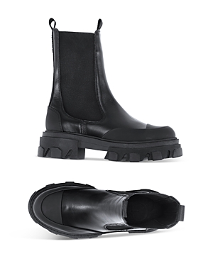 Ganni Women's Mid Calf Chelsea Boots In Black/black