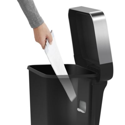 45 Liter Rectangular Liner Rim Kitchen Trash Can with Liner Pocket