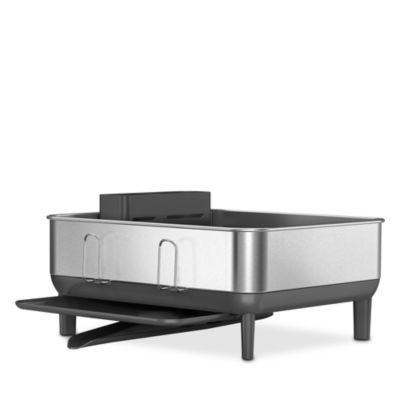 Compact Steel Frame Dish Drying Rack with Swivel Spout Drain