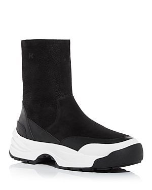 Kenzo Chunky Sole Leather Boots In Black