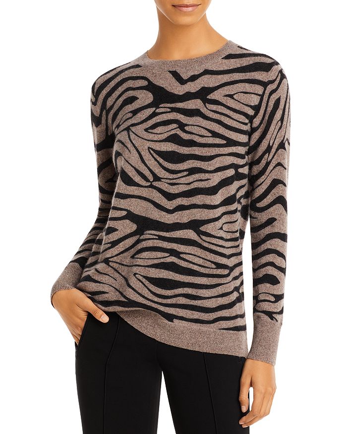 Animal print top cashmere sweater