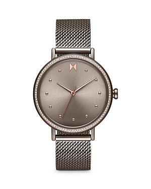 Mvmt Crystal Dot Flash Crystal Rose Goldtone Mesh Watch In Taupe