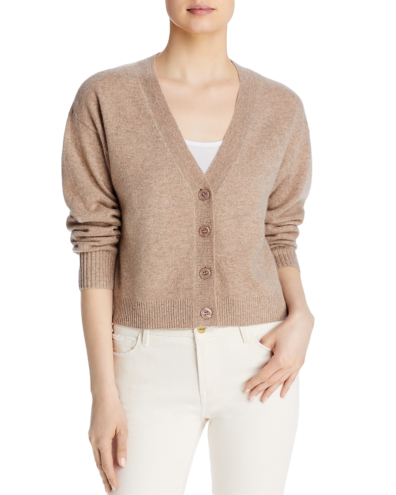 Shop Aqua Cashmere V-neck Cardigan - Exclusive In Wheat