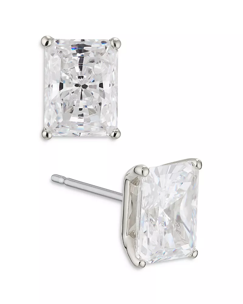 Nadri Modern Love Emerald Cut Cubic Zirconia Stud Earrings