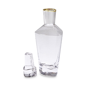 Global Views Clear Glass Decanter W/ Gold Rim