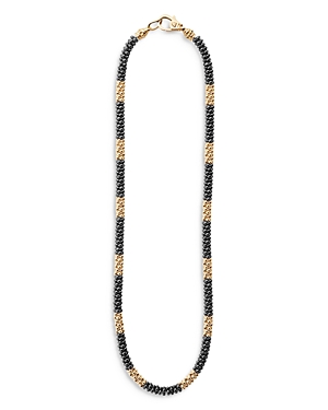 Lagos Ceramic & 18k Yellow Gold Black Caviar Necklace, 16 In Black/gold